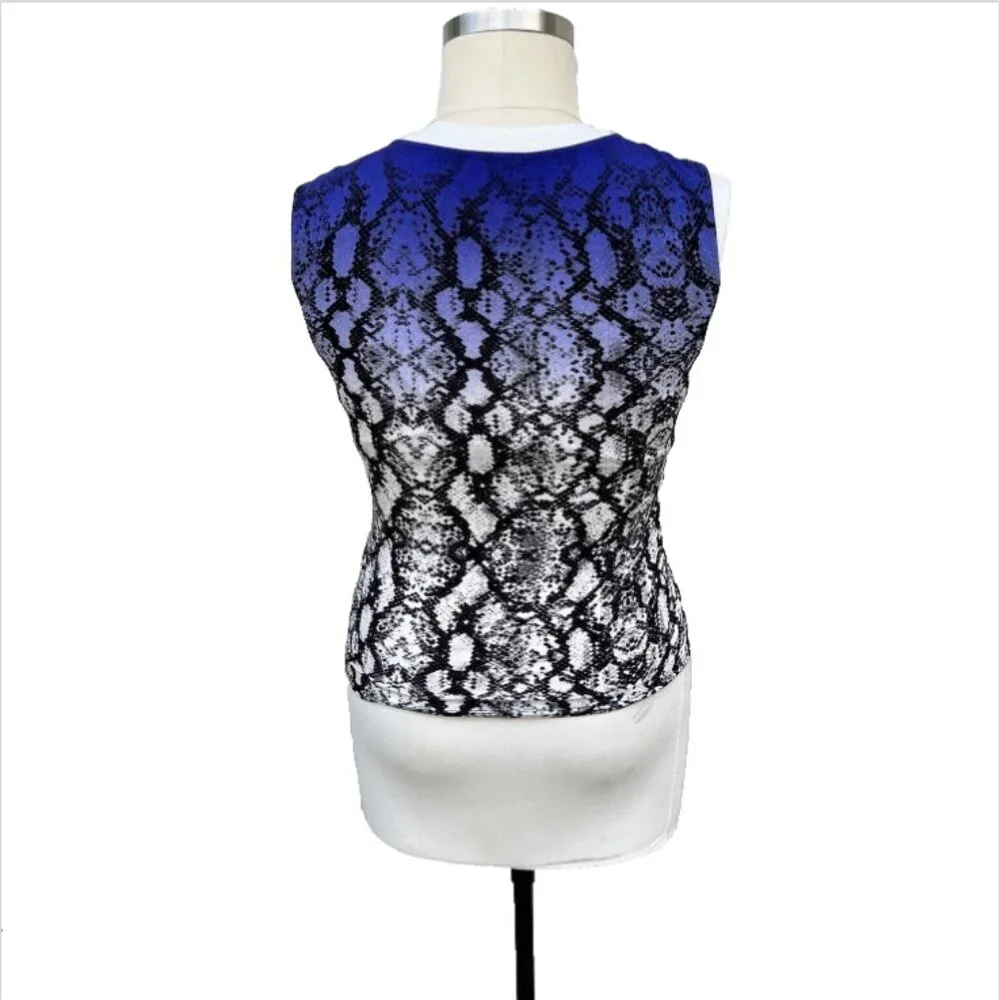 Calvin Klein - Purple Black and White Snake Print Keyhole Tank Top M/L - Picture 6 of 14